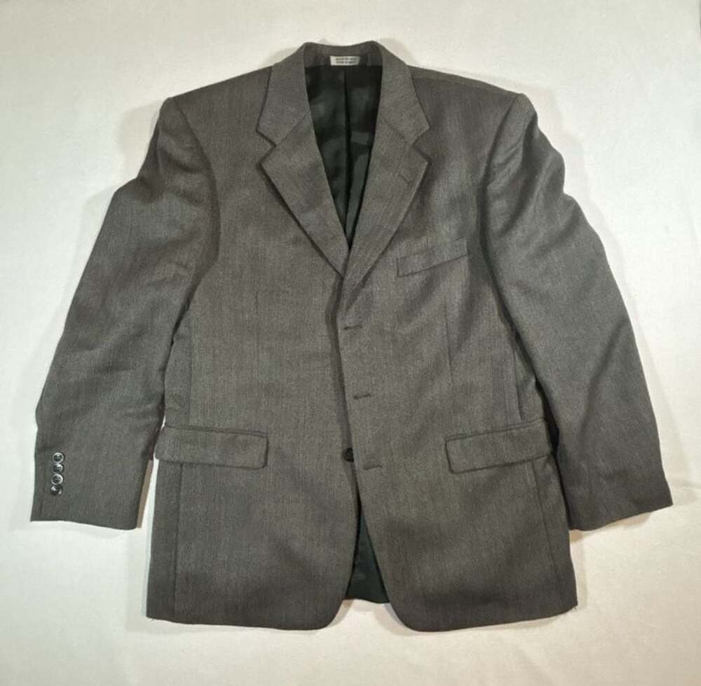 Stafford Executive Gray Lambswool Cashmere Herringbone 3Button Sport Coat Blazer